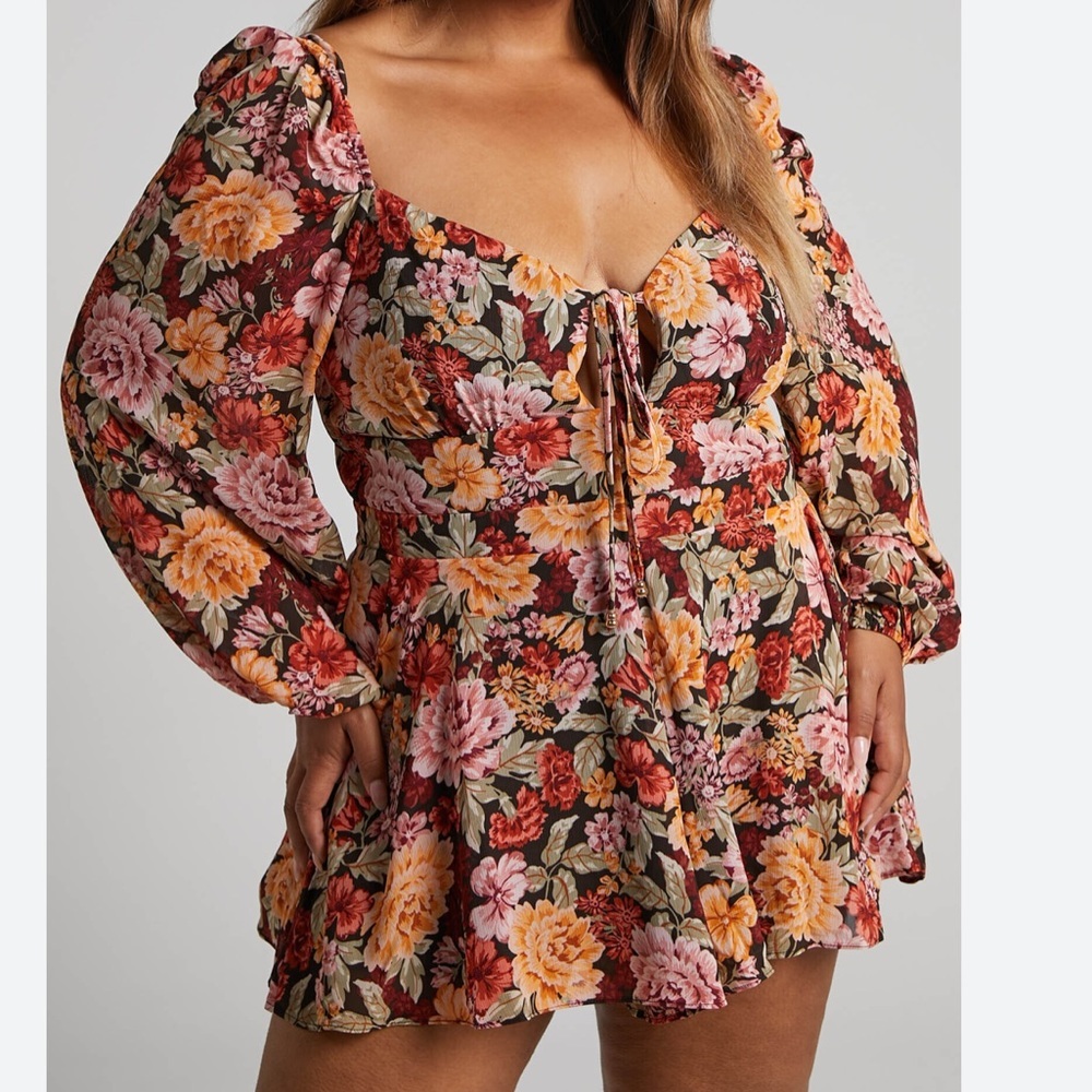 Showpo Women’s Floral Jumpsuit in Red and Orange NWT
